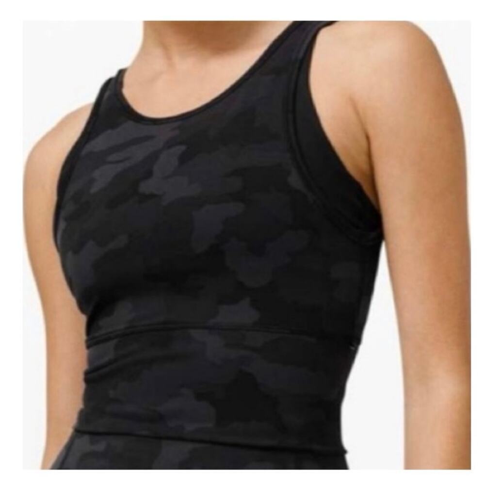 Lululemon Power Pivot Black Camo Deep V Tank Top Size 4